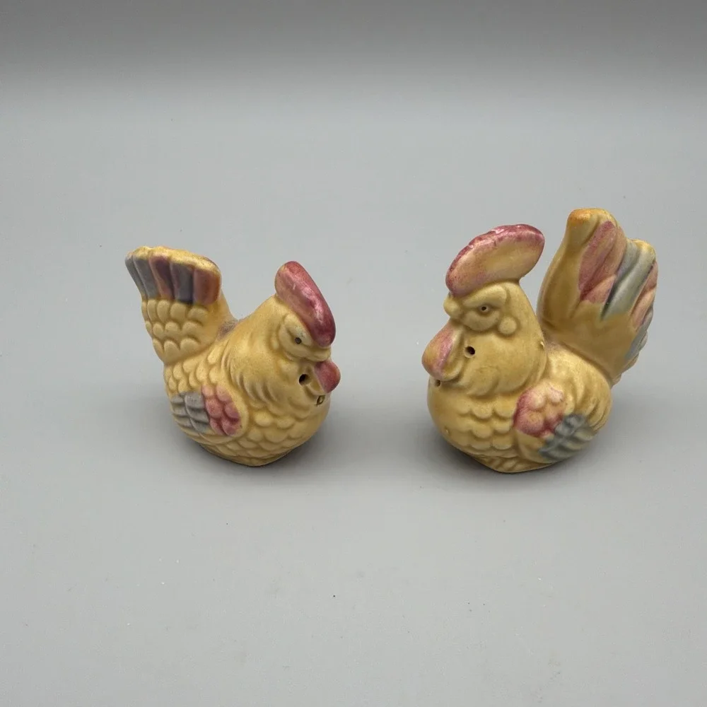 Vintage Yellow Rooster Salt and Pepper Shakers Set Made In Japan